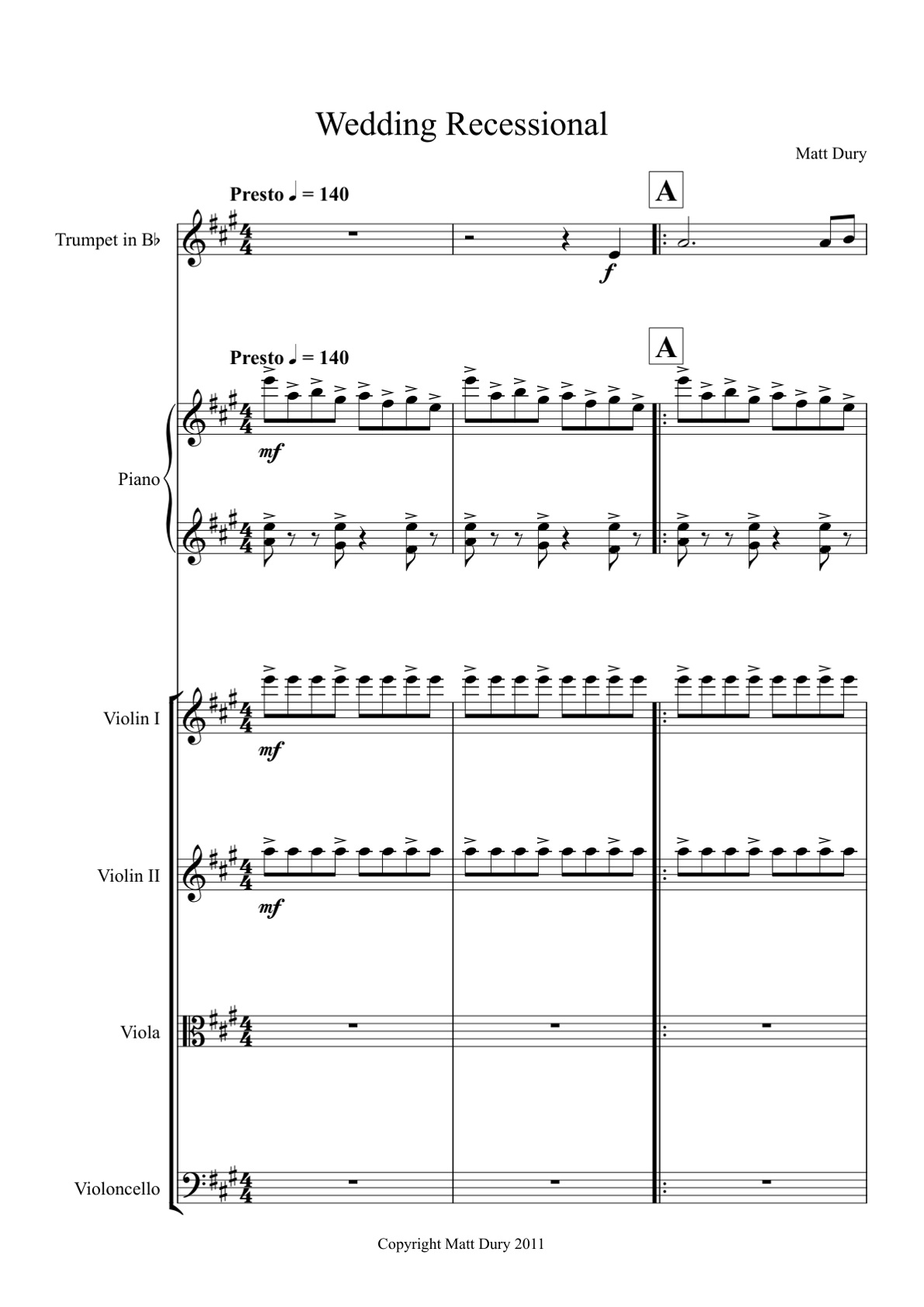 First page of Wedding Recessional