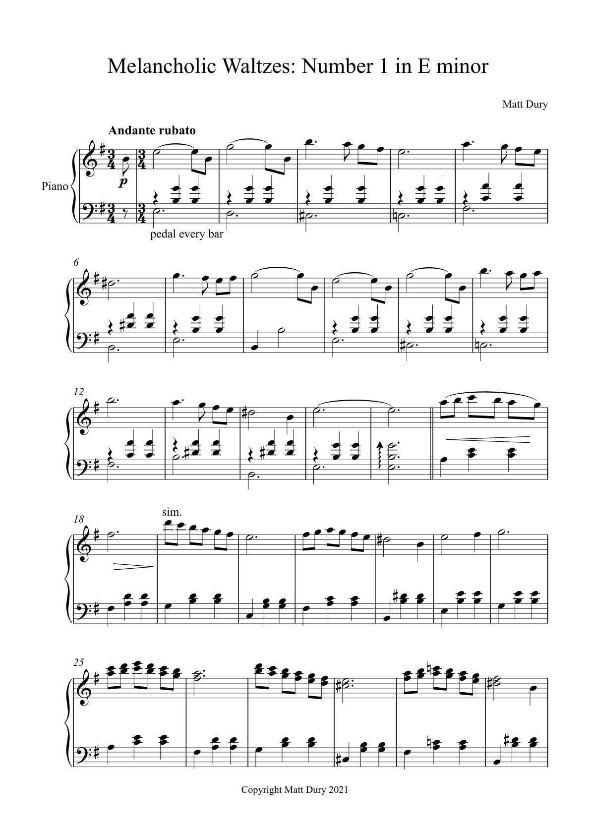 First page of Number 1 in E minor